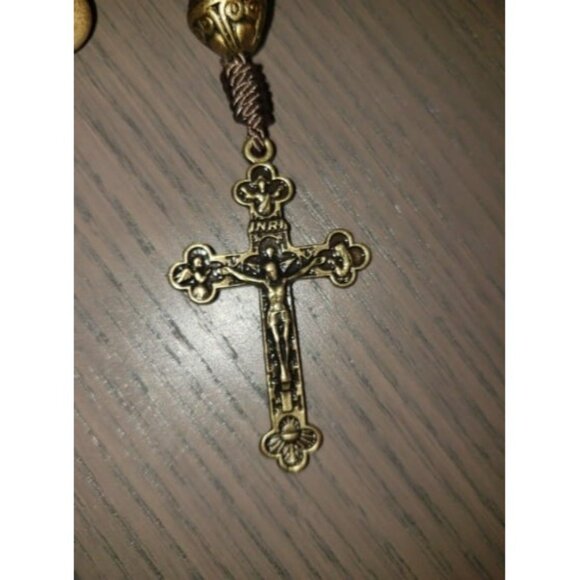 Our Father Solid Wooden Rosary Beads (Handmade - Brazilian Walnut) - Picture 2 of 4